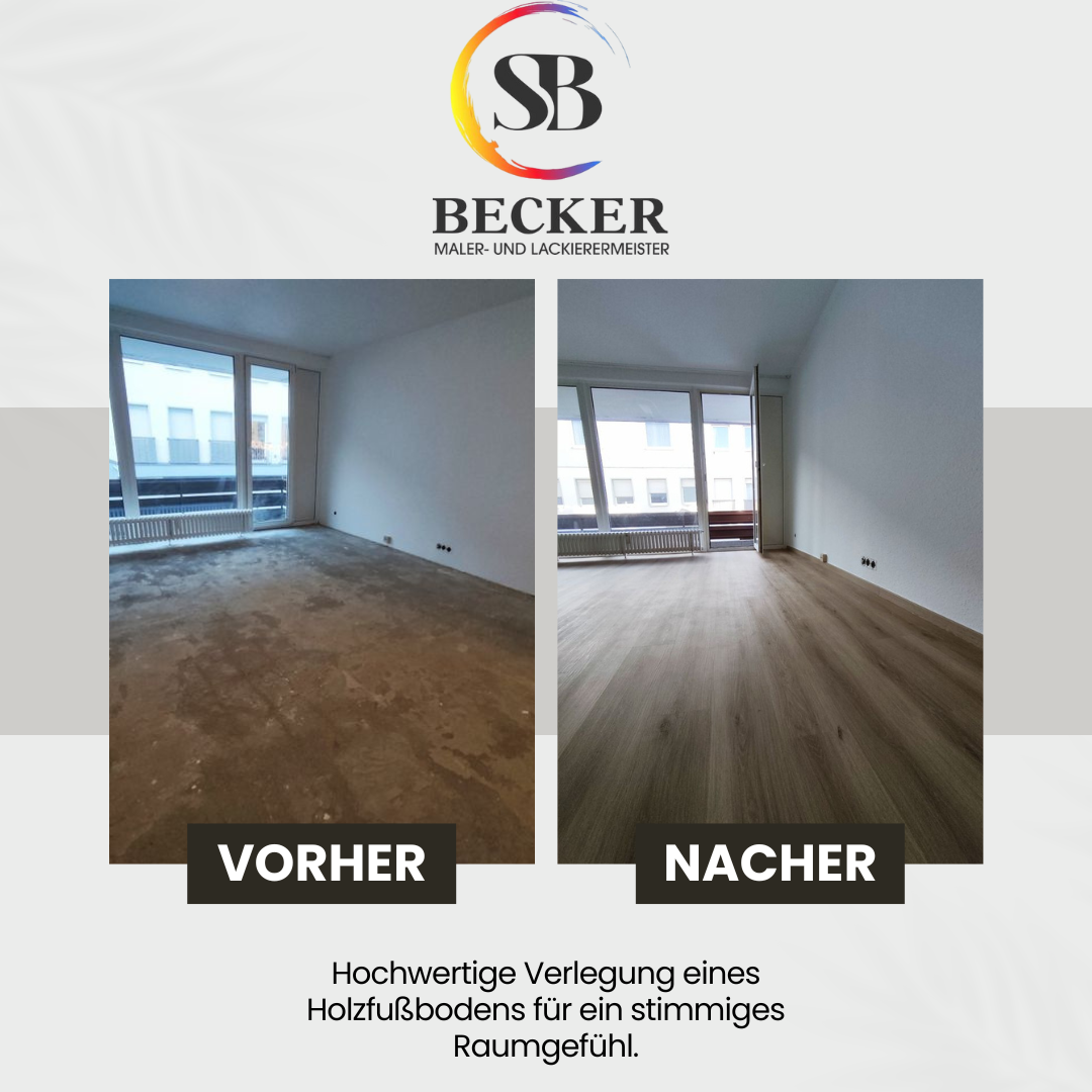 Holzboden hochwertig verlegt - Vorher/Nachher
